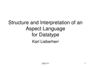 Structure and Interpretation of an Aspect Language for Datatype