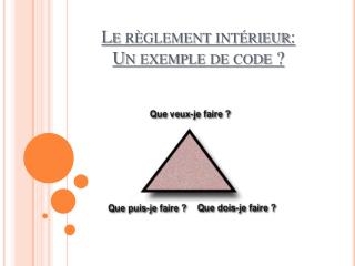 Le règlement intérieur: Un exemple de code ?