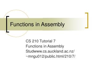 Functions in Assembly