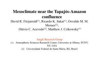Mesoclimate near the Tapajós-Amazon confluence