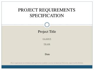 PROJECT REQUIREMENTS SPECIFICATION