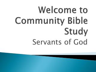 Welcome to Community Bible Study