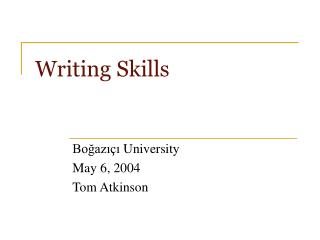 Writing Skills