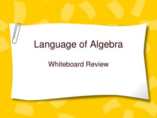 Language of Algebra