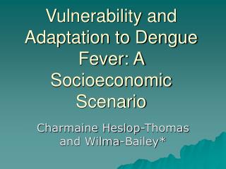 Vulnerability and Adaptation to Dengue Fever: A Socioeconomic Scenario