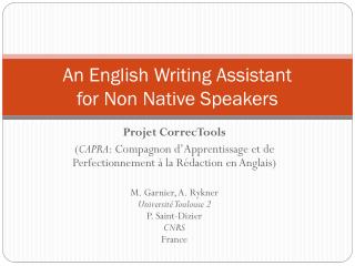 An English Writing Assistant for Non Native Speakers