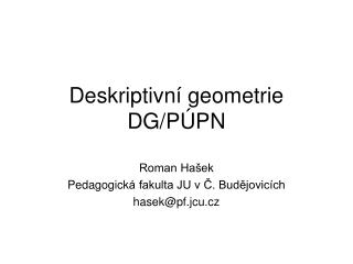 Deskriptivní geometrie DG/PÚPN