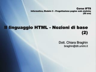 Il linguaggio HTML - Nozioni di base (2)