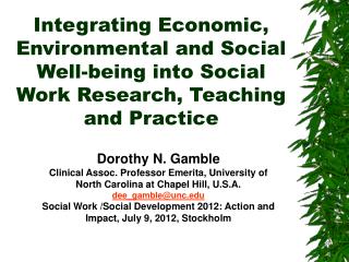 Dorothy N. Gamble Clinical Assoc. Professor Emerita, University of