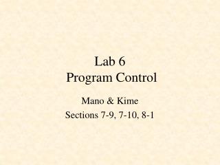 Lab 6 Program Control