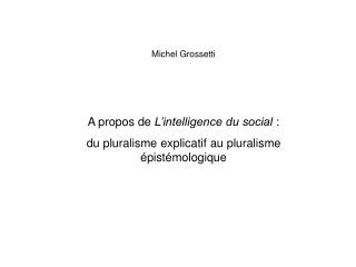 Michel Grossetti A propos de L’intelligence du social :