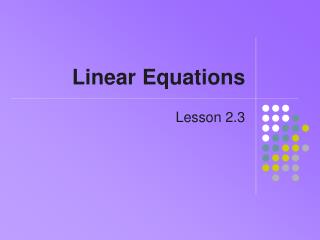 Linear Equations