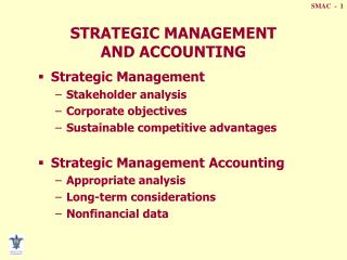 STRATEGIC MANAGEMENT AND ACCOUNTING