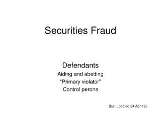 Securities Fraud