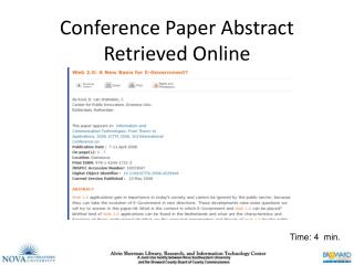 Conference Paper Abstract Retrieved Online