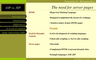 The need for server pages