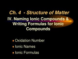 Ch. 4 - Structure of Matter