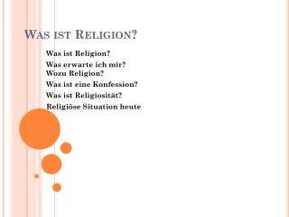 Was ist Religion?