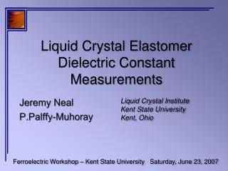 Liquid Crystal Elastomer Dielectric Constant Measurements