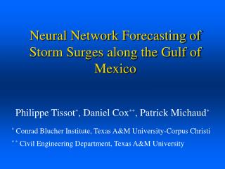 Neural Network Forecasting of Storm Surges along the Gulf of Mexico