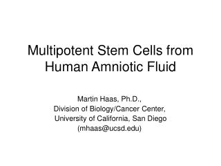 Multipotent Stem Cells from Human Amniotic Fluid