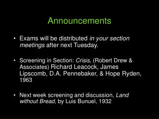 Announcements