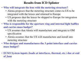 Results from ICD Splinter