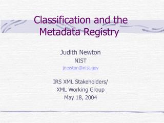 Classification and the Metadata Registry