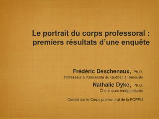 Le portrait du corps professoral : premiers résultats d’une enquête