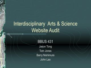 Interdisciplinary Arts &amp; Science Website Audit