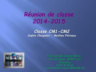 Réunion de classe 2014-2015