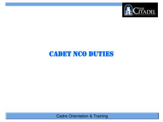 Cadet NCO Duties