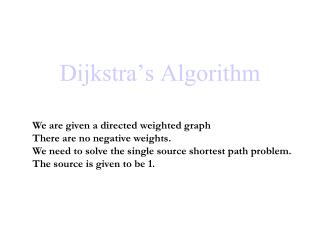 Dijkstra’s Algorithm