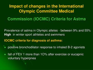 Impact of changes in the International Olympic Committee Medical