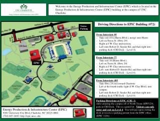 Driving Directions to EPIC Building (#72)