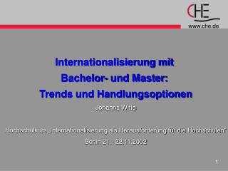 Internationalisierung mit Bachelor- und Master: Trends und Handlungsoptionen Johanna Witte