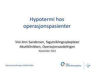 Hypotermi hos operasjonspasienter