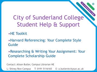 City of Sunderland College Student Help &amp; Support
