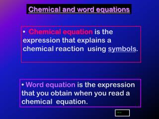 Chemical and word equations