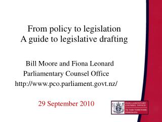 From policy to legislation A guide to legislative drafting