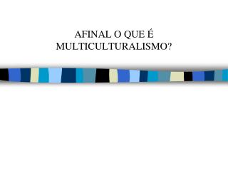 AFINAL O QUE É MULTICULTURALISMO?