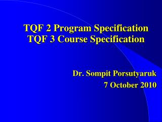 TQF 2 Program Specification TQF 3 Course Specification