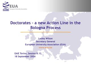 Doctorates – a new Action Line in the Bologna Process