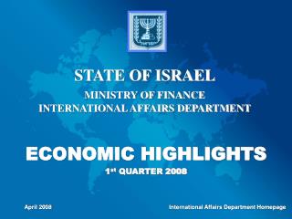 ECONOMIC HIGHLIGHTS 1 st QUARTER 2008