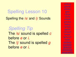 Spelling Lesson 10