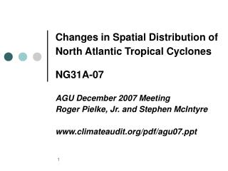 Changes in Spatial Distribution of North Atlantic Tropical Cyclones NG31A-07