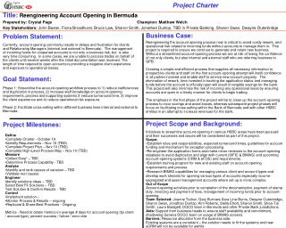 Title: Reengineering Account Opening in Bermuda