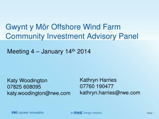 Gwynt y Môr Offshore Wind Farm Community Investment Advisory Panel