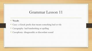 Grammar Lesson 11