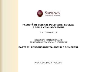 PARTE II: RESPONSABILITÀ SOCIALE D’IMPRESA RIEPILOGANDO: SINTESI DEI PRINCIPALI CONCETTI